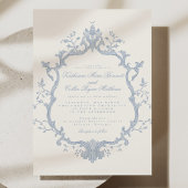 Dusty Blue Rococo Wedding Invitation Einladung