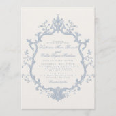 Dusty Blue Rococo Wedding Invitation Einladung (Vorderseite)