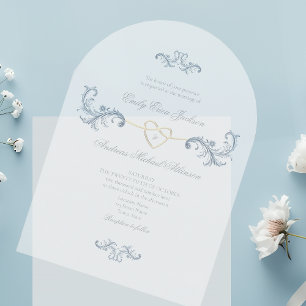 Dusty Blue Rokoko Classic Wedding Acryleinladungen