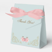 Dusty Blue Rokoko Vintag Blume Babydusche Geschenkschachtel (Vorderseite)