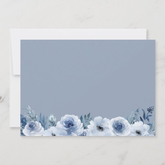 Dusty Blue Romantic Boho Floral Wedding Save The Date (Rückseite)