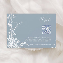 Dusty Blue Romantic Botanical Arch Garden Wedding RSVP Karte