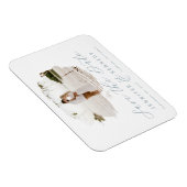 Dusty Blue Romantic Brushed Frame Save The Date Magnet (Rechte Seite)
