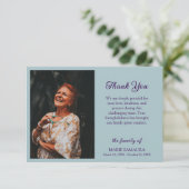Dusty Blue Romantic Customize Photo Funeral Dankeskarte (Stehend Vorderseite)