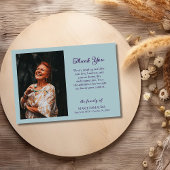 Dusty Blue Romantic Customize Photo Funeral Dankeskarte