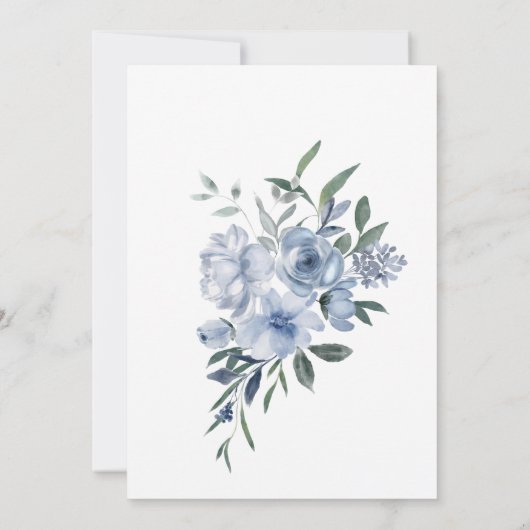 Dusty Blue Romantic Floral Brautparty Einladung (Rückseite)