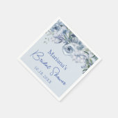 Dusty Blue Romantic Floral Brautparty Serviette (Ecke)