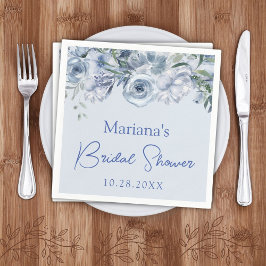Dusty Blue Romantic Floral Brautparty Serviette