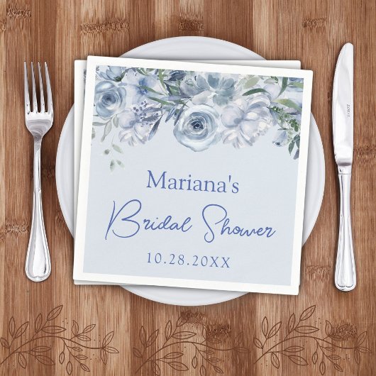 Dusty Blue Romantic Floral Brautparty Serviette