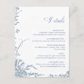 Dusty Blue Romantic Floral Garden Wedding Details Begleitkarte (Vorderseite)
