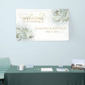 Dusty-blue romantic floral gold kalligraphie banner (Messeveranstaltung)