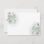 Dusty-blue romantic floral gold kalligraphie RSVP karte (Rückseite)