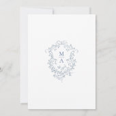 Dusty Blue Romantic French Floral Wedding Einladung (Rückseite)