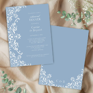 Dusty Blue Romantic Probe Dinner Einladung