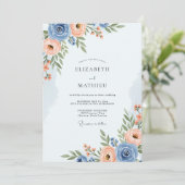 Dusty Blue Romantic Spring Wedding Einladung (Stehend Vorderseite)