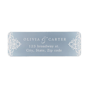 Dusty blue romantic vintage Hochzeit Rücksendeadre