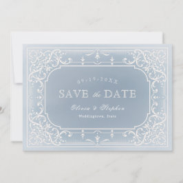 Dusty blue romantic vintage wedding Save the Date
