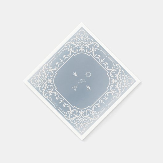 Dusty-blue-romantisch-Vintag-monogram Serviette (Ecke)