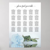 Dusty Blue Rose 20 Table Wedding Seating Chart Poster (Vorne)