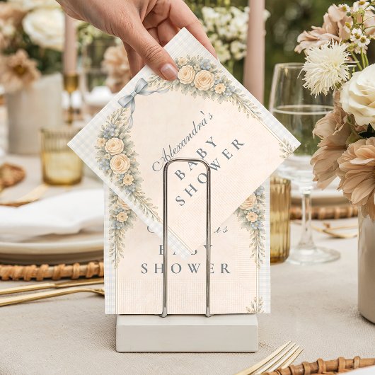 Dusty Blue Rose Arch Baby Shower Serviette