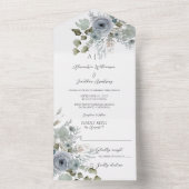 Dusty Blue Rose auf Weiß All In One Einladung (Innen Boden)
