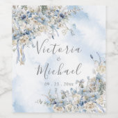 Dusty Blue Rose Bloral Persoonalized Wedding Weinetikett (Einzelnes Label)