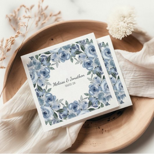 Dusty Blue Rose Blume Boho Romantic Wedding Serviette