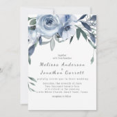 Dusty Blue Rose Blume Boho Wedding Einladung (Vorderseite)
