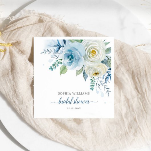 Dusty Blue Rose Blume Brautparty Napkins Serviette