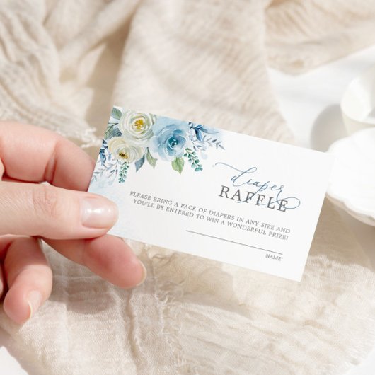 Dusty Blue Rose Blume Diaper Raffle Ticket Begleitkarte
