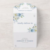 Dusty Blue Rose Blume Hochzeit All In One Einladung (Außenbereich)