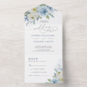Dusty Blue Rose Blume Hochzeit All In One Einladung (Innen Boden)