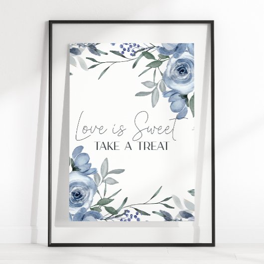 Dusty Blue Rose Blume Hochzeit Liebe ist süß Poster
