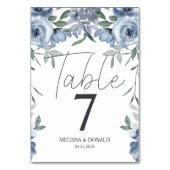 Dusty Blue Rose Blume Hochzeit Tischnummer (Rückseite)