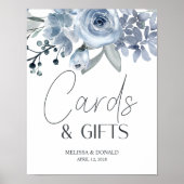 Dusty Blue Rose Blume Hochzeitskarte und Geschenke Poster (Vorne)