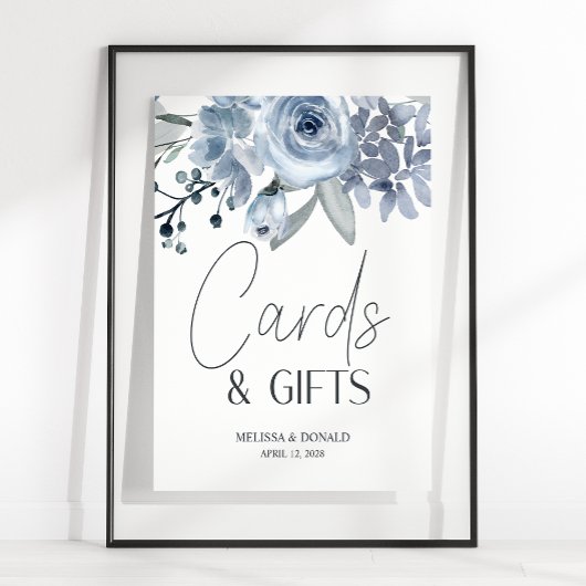 Dusty Blue Rose Blume Hochzeitskarte und Geschenke Poster