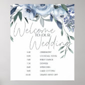 Dusty Blue Rose Blume Hochzeitsplan Poster (Vorne)
