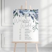 Dusty Blue Rose Blume Hochzeitsplan Poster