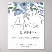 Dusty Blue Rose Blume Hochzeitsratgeber & Wünsche Poster (Vorne)