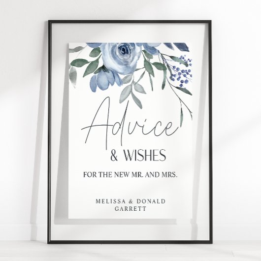 Dusty Blue Rose Blume Hochzeitsratgeber & Wünsche Poster