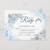 Dusty Blue Rose Blume Quinceanera Response Card (Vorne/Hinten)