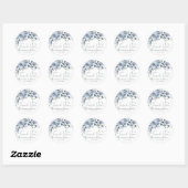 Dusty Blue Rose Blume Script Danke Hochzeit Runder Aufkleber (Blatt)