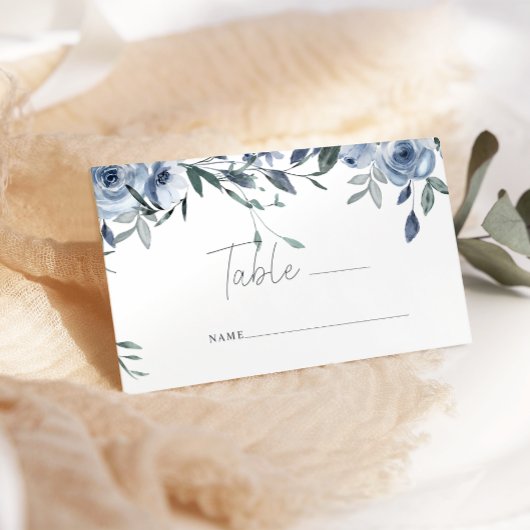 Dusty Blue Rose Blume Wedding Escort Card Platzkarte