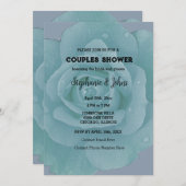 Dusty Blue Rose Blumendusche Cool Hochzeit Einladung (Vorne/Hinten)