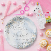 Dusty Blue Rose Blumenwasser Hochzeit Pappteller (Party)