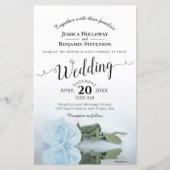 Dusty Blue Rose Chic BUDGET Einladung Hochzeit (Vorderseite)