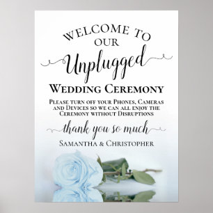 Dusty Blue Rose Chic Unplugged Wedding Zeremonie Poster