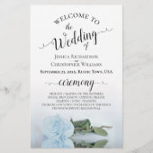 Dusty Blue Rose Elegantes Hochzeitsprogramm (Vorderseite)