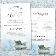 Dusty Blue Rose Elegantes Hochzeitsprogramm