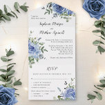 Dusty Blue Rose Eukalyptus Botanische Hochzeit All In One Einladung<br><div class="desc">Alle in einer Hochzeitsfeier sind mit einem modernen,  floralen Aquarell-Design mit staubblauen Rose und Eukalyptusblättern ausgestattet. Personalisieren Sie Ihren Text. Weitere passende Schreibwaren- und Hochzeitsempfangsprodukte stehen ebenfalls zur Verfügung.</div>